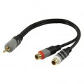 Cable HQ 0.25m Jack3,5 male stereo gold - 2xRCA female gold