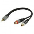 Câble HQ 0.25m Jack3,5 mâle stereo gold - 2xRCA femelle gold