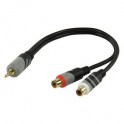 Câble HQ 0.25m Jack3,5 mâle stereo gold - 2xRCA femelle gold