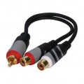 Câble HQ 0.25m RCA mâle gold - 2 x RCA femelle gold