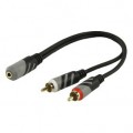 Cable HQ 0.25m Jack3,5 female stereo gold - 2xRCA male gold
