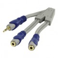 Cable HQ 0.25m Jack3,5 male stereo gold - 2xJack3,5 female stereo gold