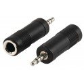 Adapter Jack 6.35 female stereo - Jack 3.5 male stereo - Plastic