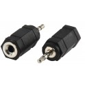 Adaptateur Jack 2.5mm mâle stereo - Jack 3.5mm femelle stereo - Plastique