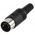 Connector DIN 5P 180° male plastic - Black