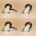 Set of 4 swivel castors 80mm (2 with brake)