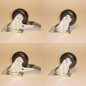 Set of 4 swivel castors 80mm (2 with brake)